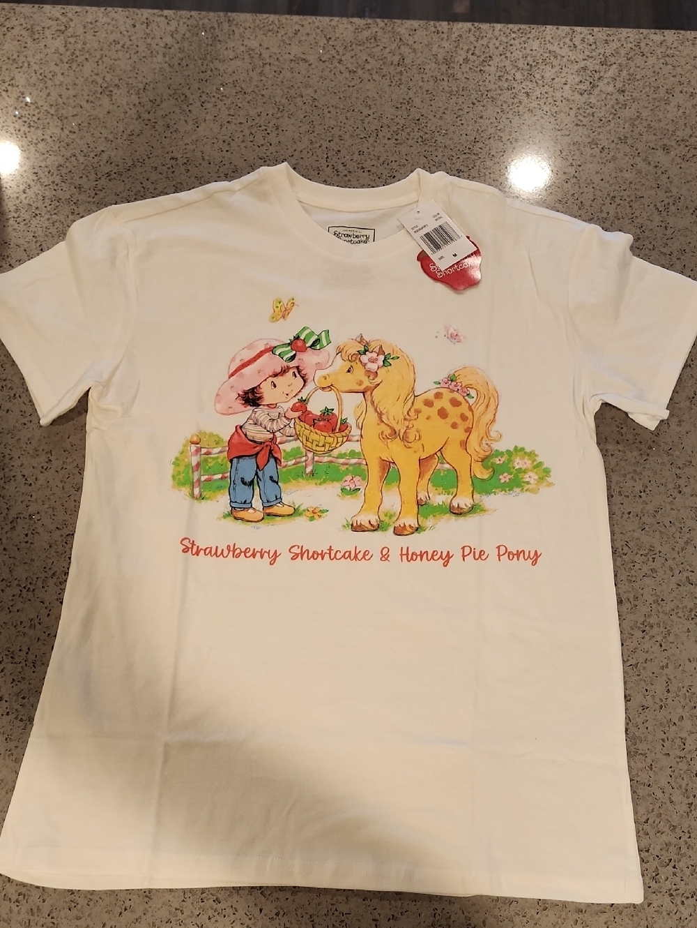 Strawberry Shortcake & Honey Pie Pony Graphic Womens Tee - Cream Color
